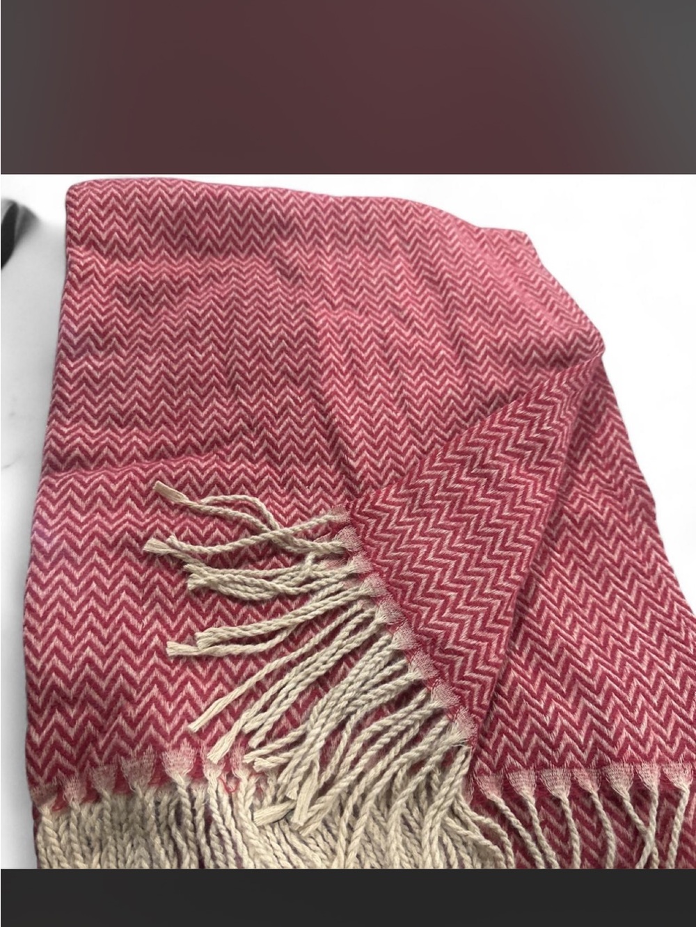 Red Chevron Fringe Scarf Wrap